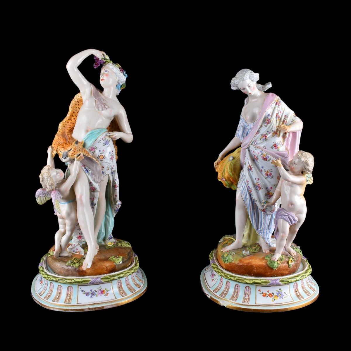 Impressive Pair of Meissen Porcelain Figural Group