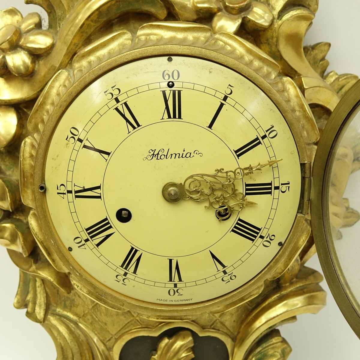 Holmia Swedish Rococo Style Giltwood Cartel clock