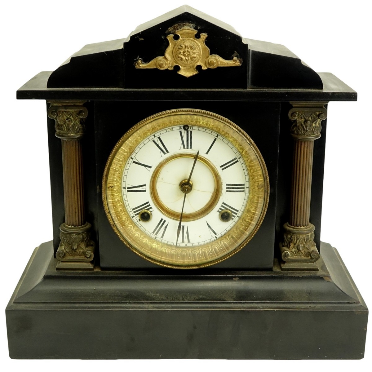 A Victorian Black Slate Mantle Clock