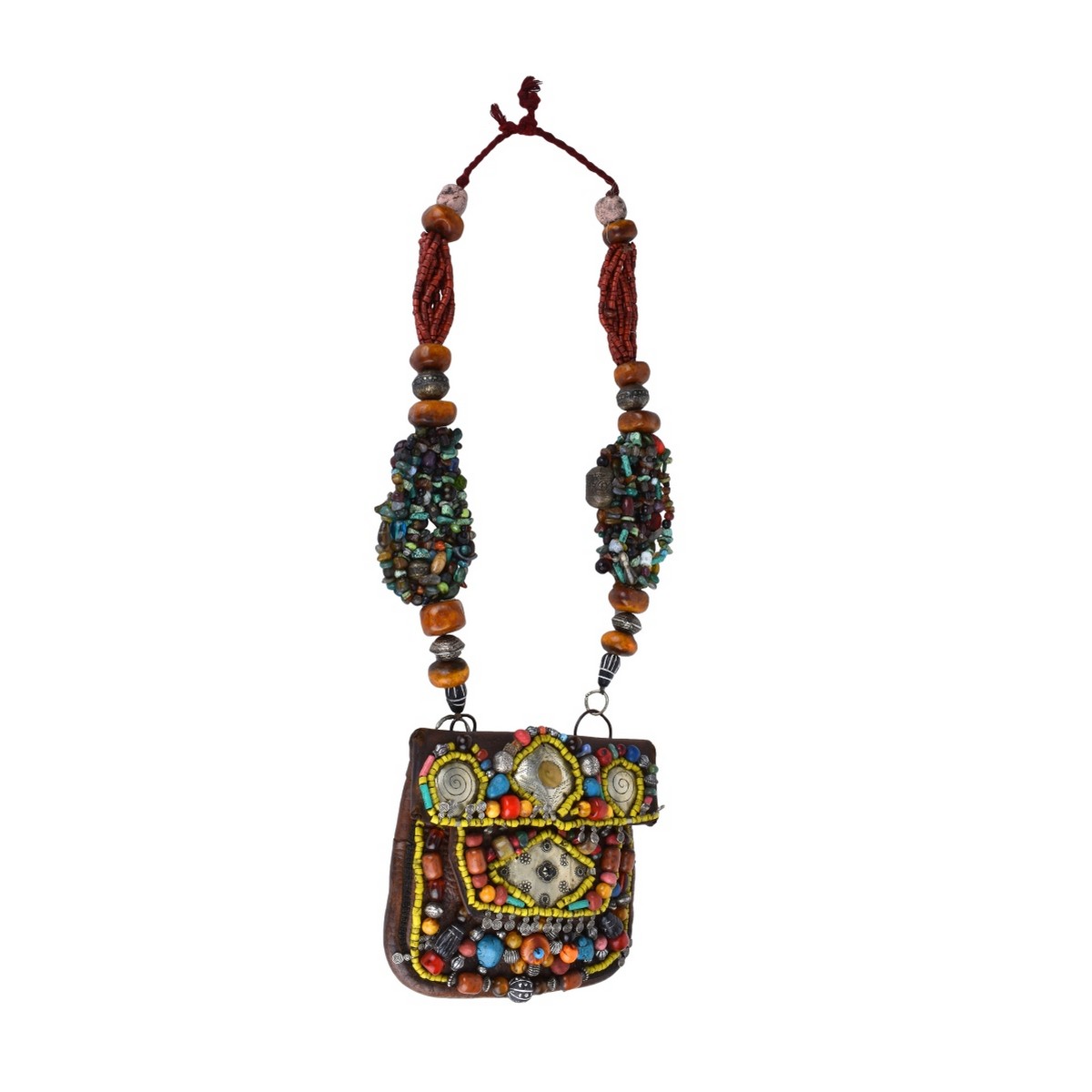 Moroccan Camel Skin Purse with Gemstones