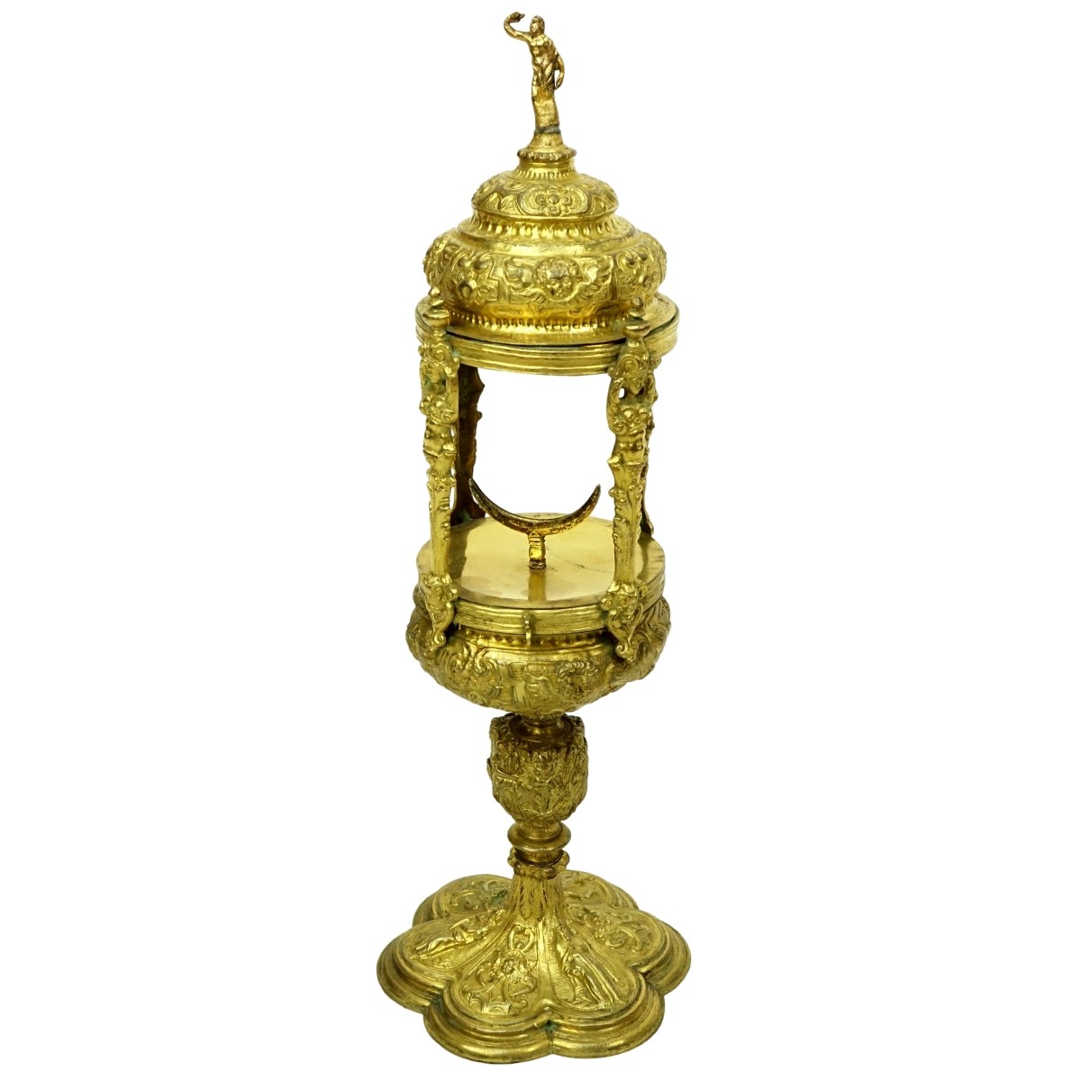 Antique Continental Gilt Metal Figural Monstrance