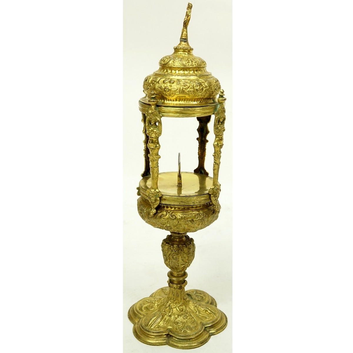 Antique Continental Gilt Metal Figural Monstrance