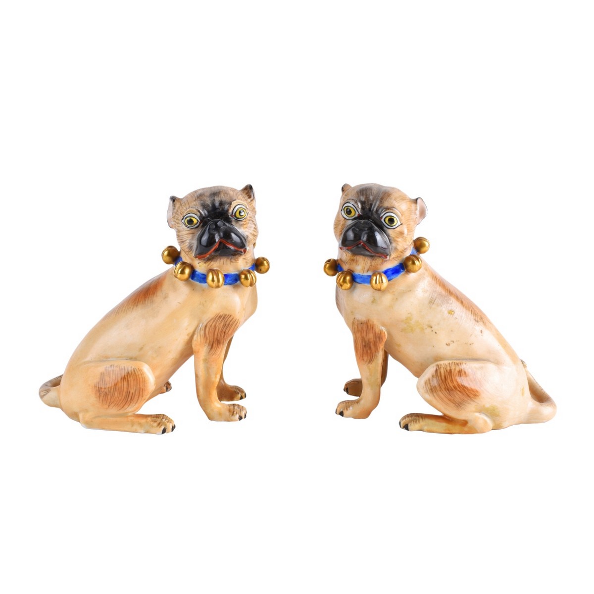 Pair of Dresden Porcelain Pug Dog Figurines