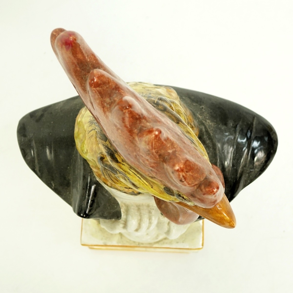 Large Italian Faience Pottery Bust of a Rooster