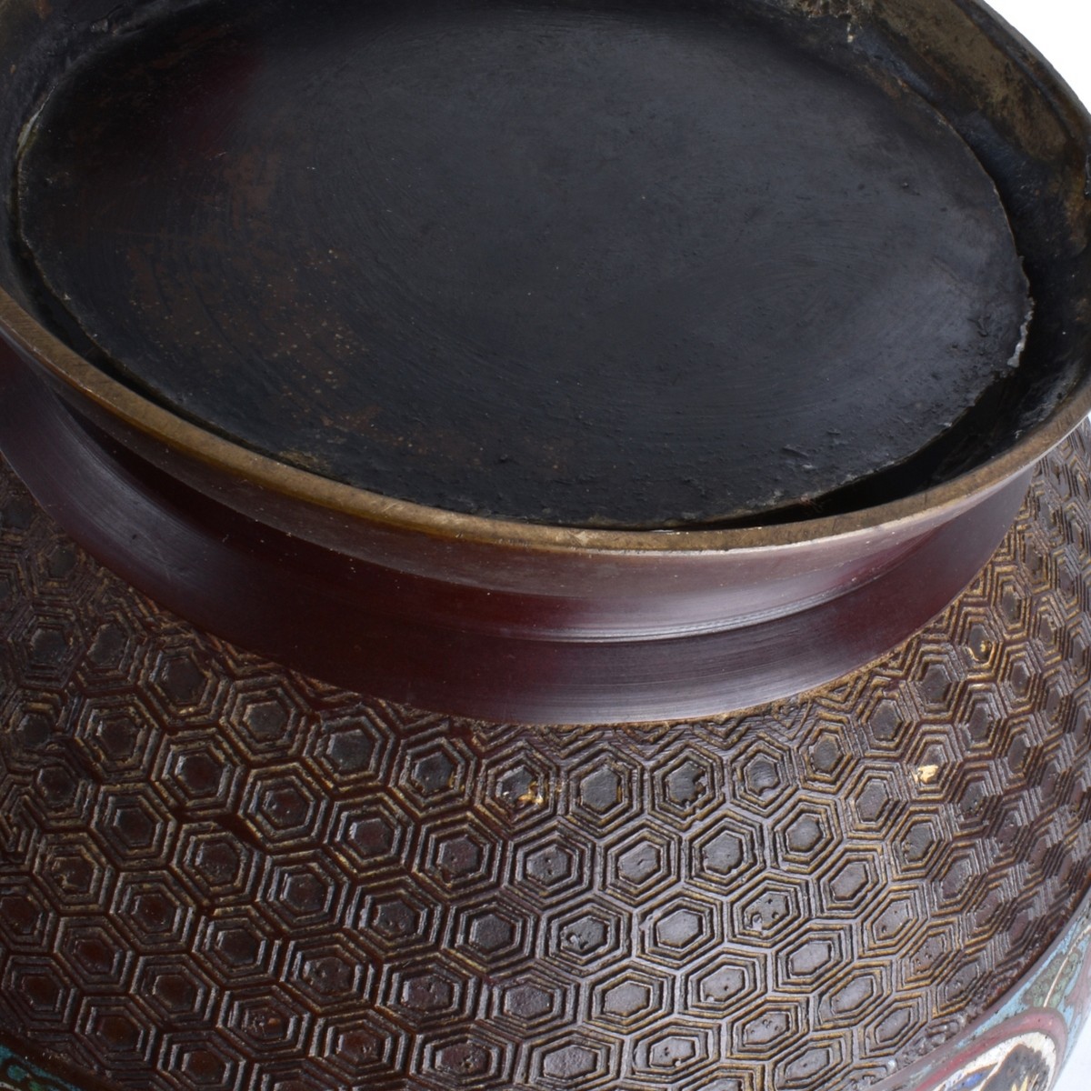 Antique Japanese Bronze Champleve Enamel Jardinier