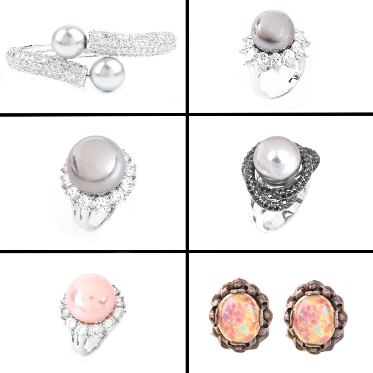 Collection Of Six (6) Sterling Silver Faux Pearl