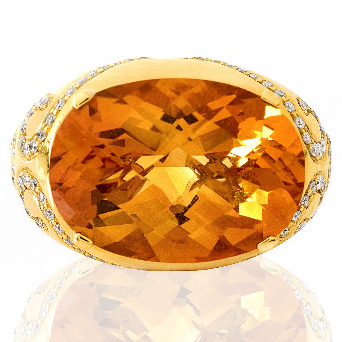 Citrine, Diamond and 18K Gold Ring