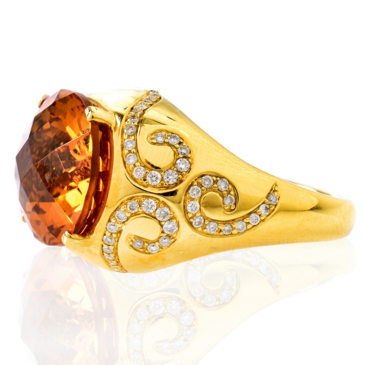 Citrine, Diamond and 18K Gold Ring