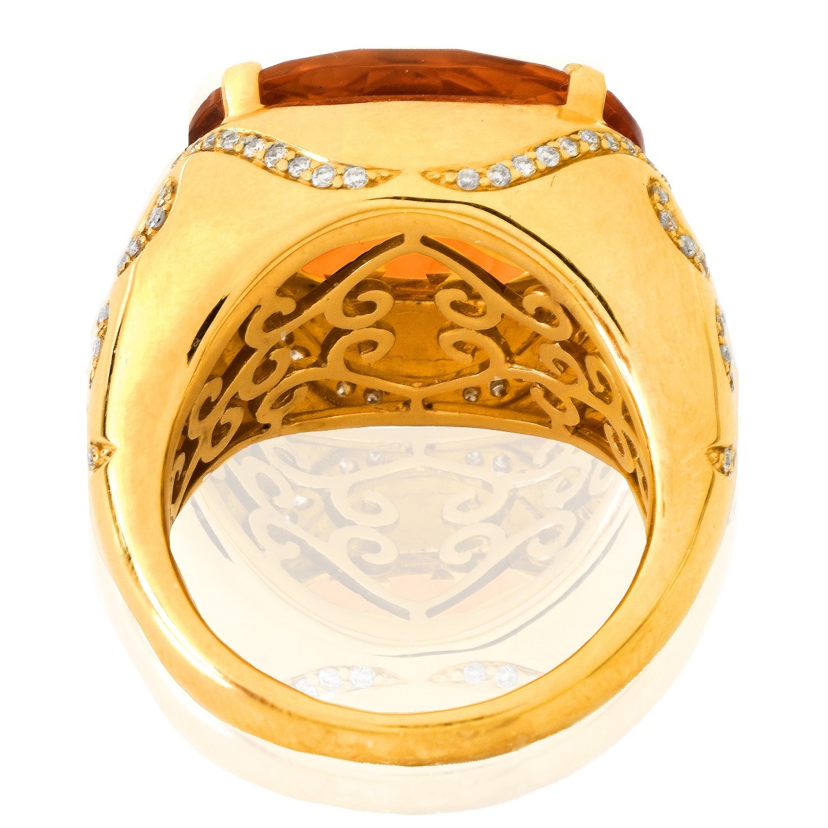 Citrine, Diamond and 18K Gold Ring