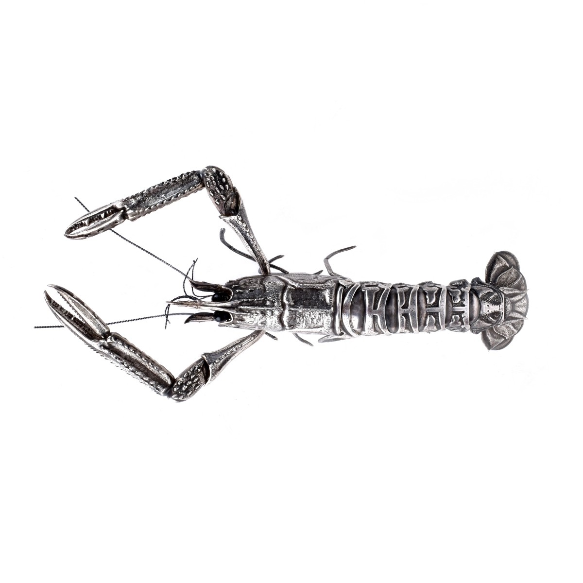 Impressive Spanish Silver Articulated Lobster Figu