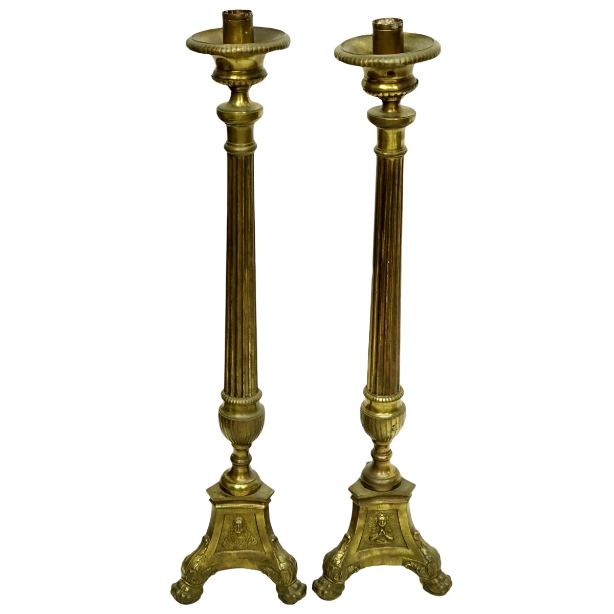 Pair of Large Brass Ecclesiastical Candlesticks