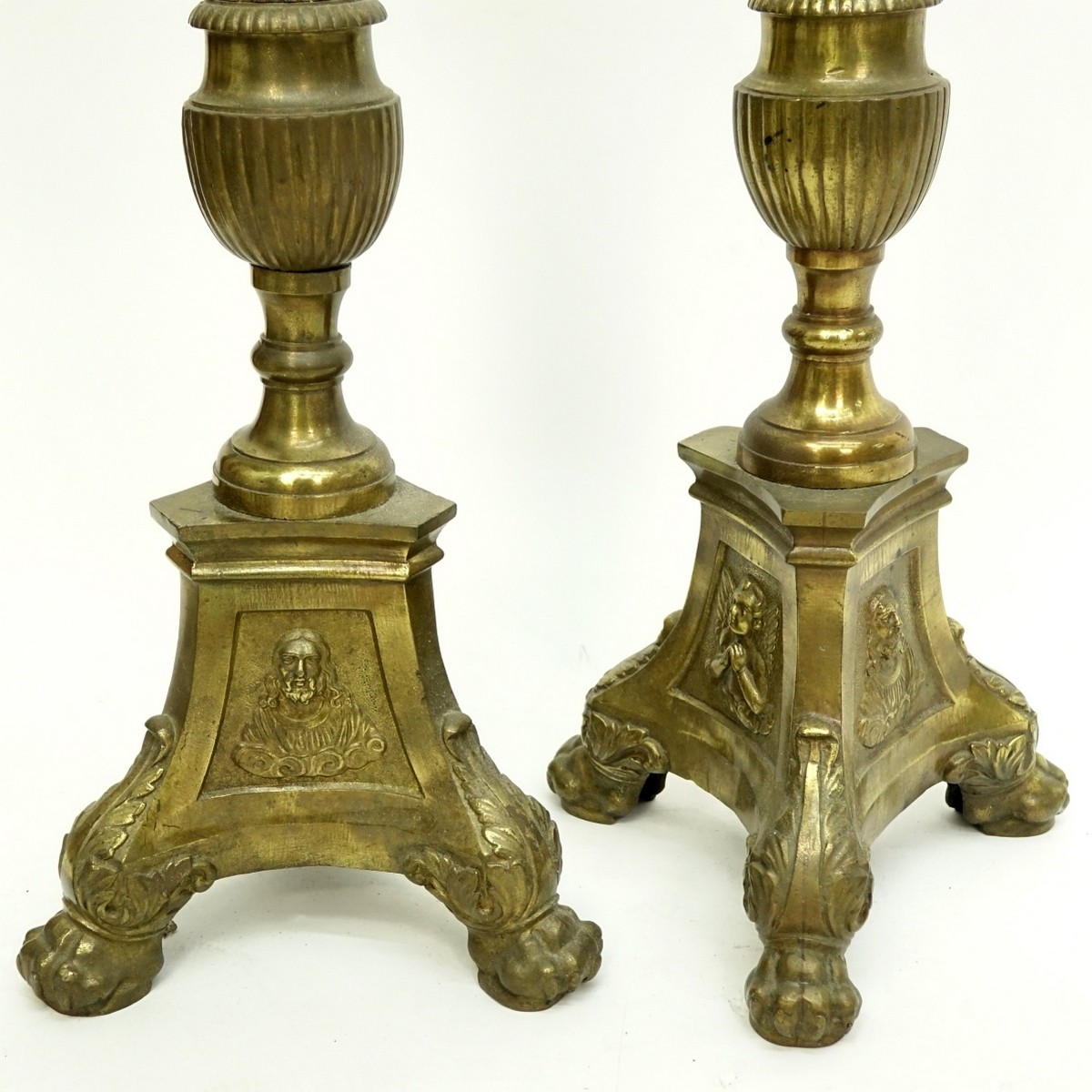 Pair of Large Brass Ecclesiastical Candlesticks