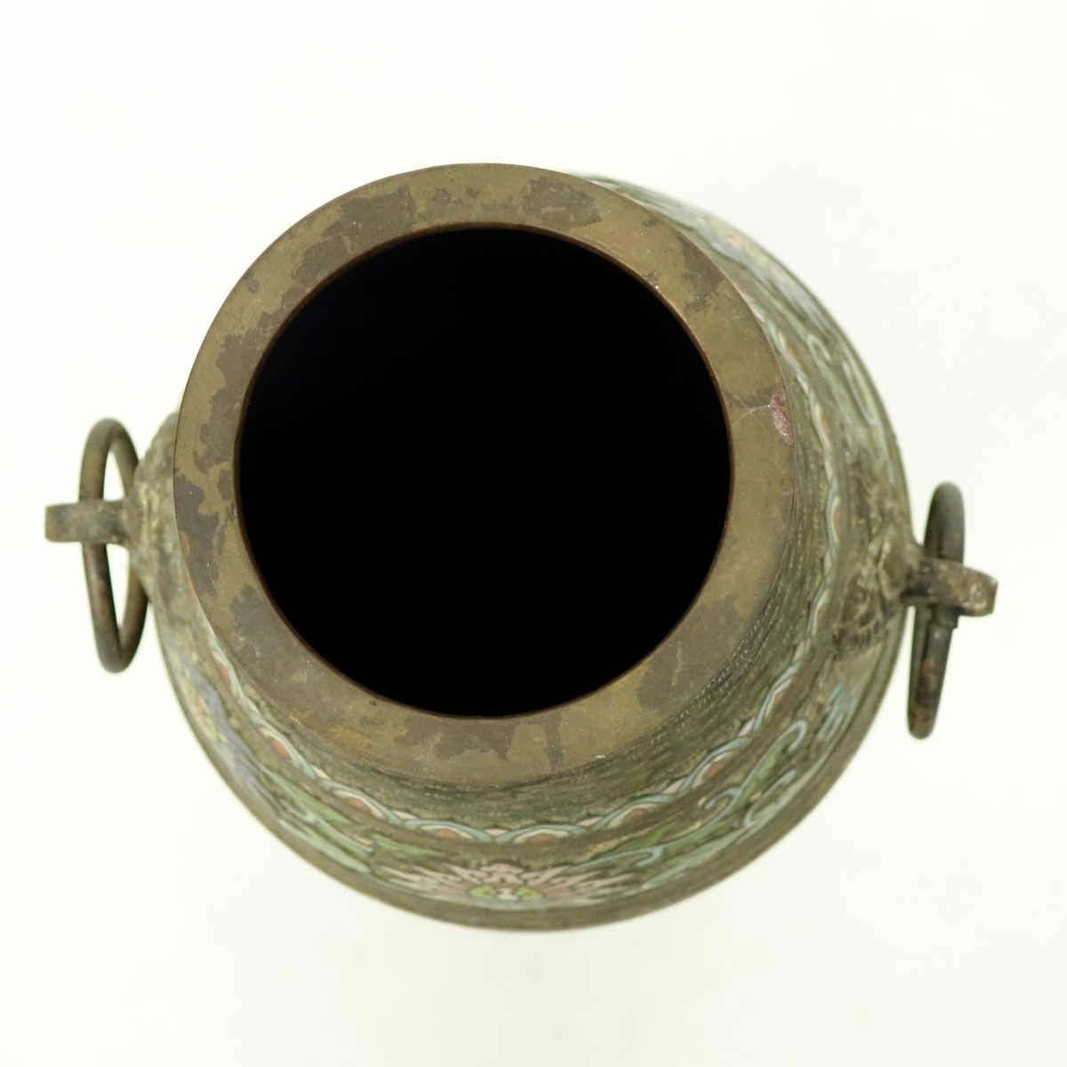 Antique Japanese Bronze Champleve Enamel Vase