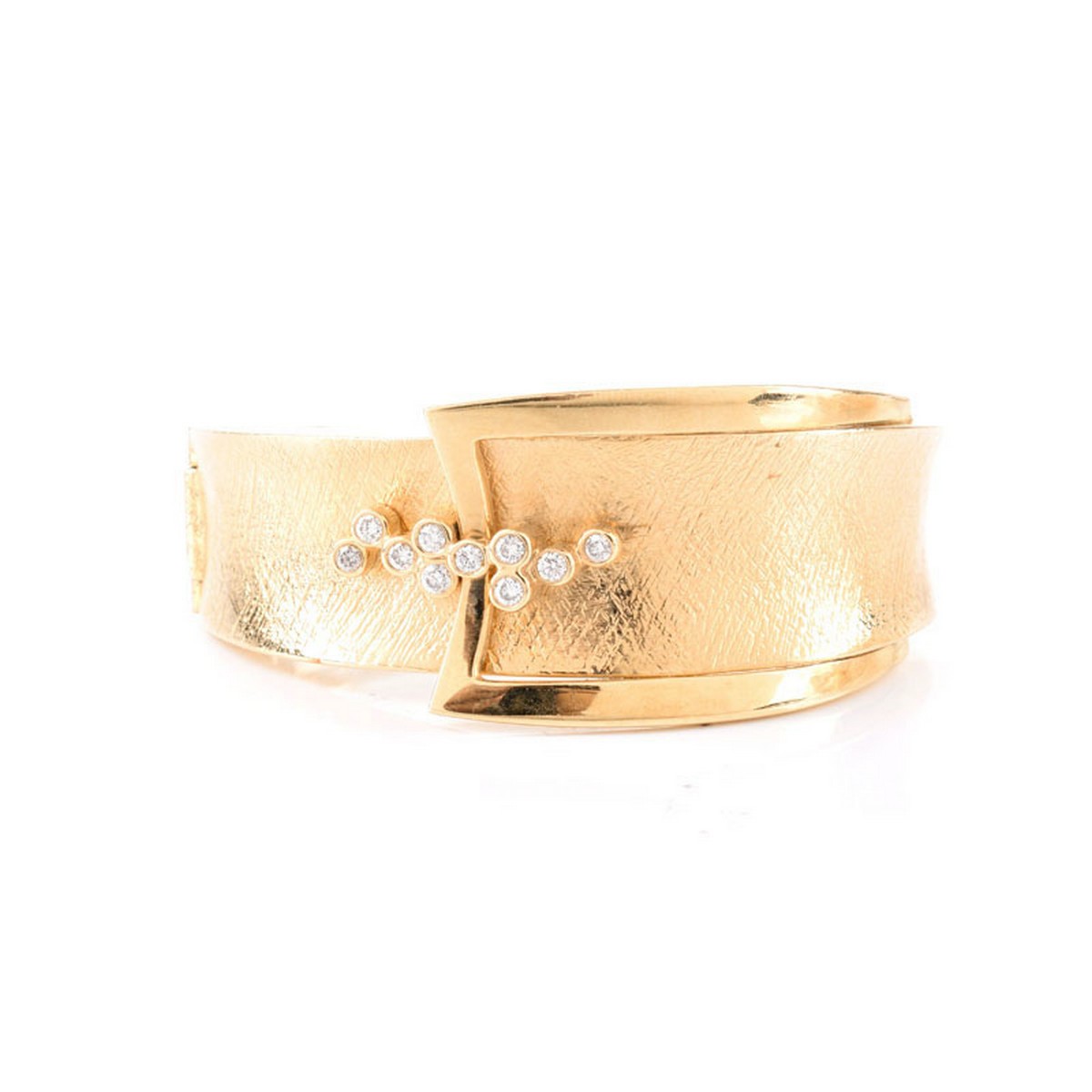 14K Gold and Diamond Cuff Bangle