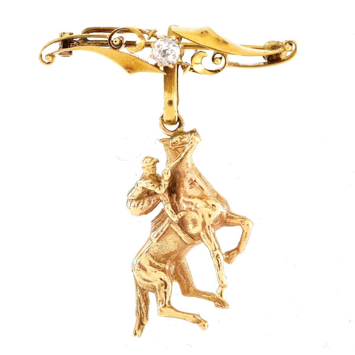 Vintage Diamond and 14K Gold Brooch