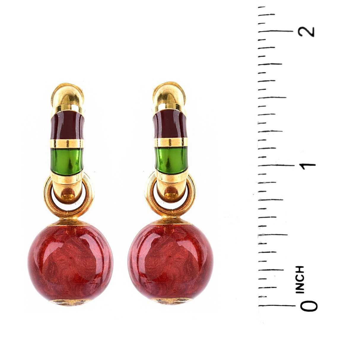 Vintage Italian 18K Gold and Enamel Earrings