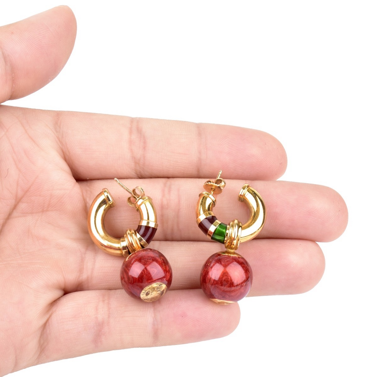 Vintage Italian 18K Gold and Enamel Earrings