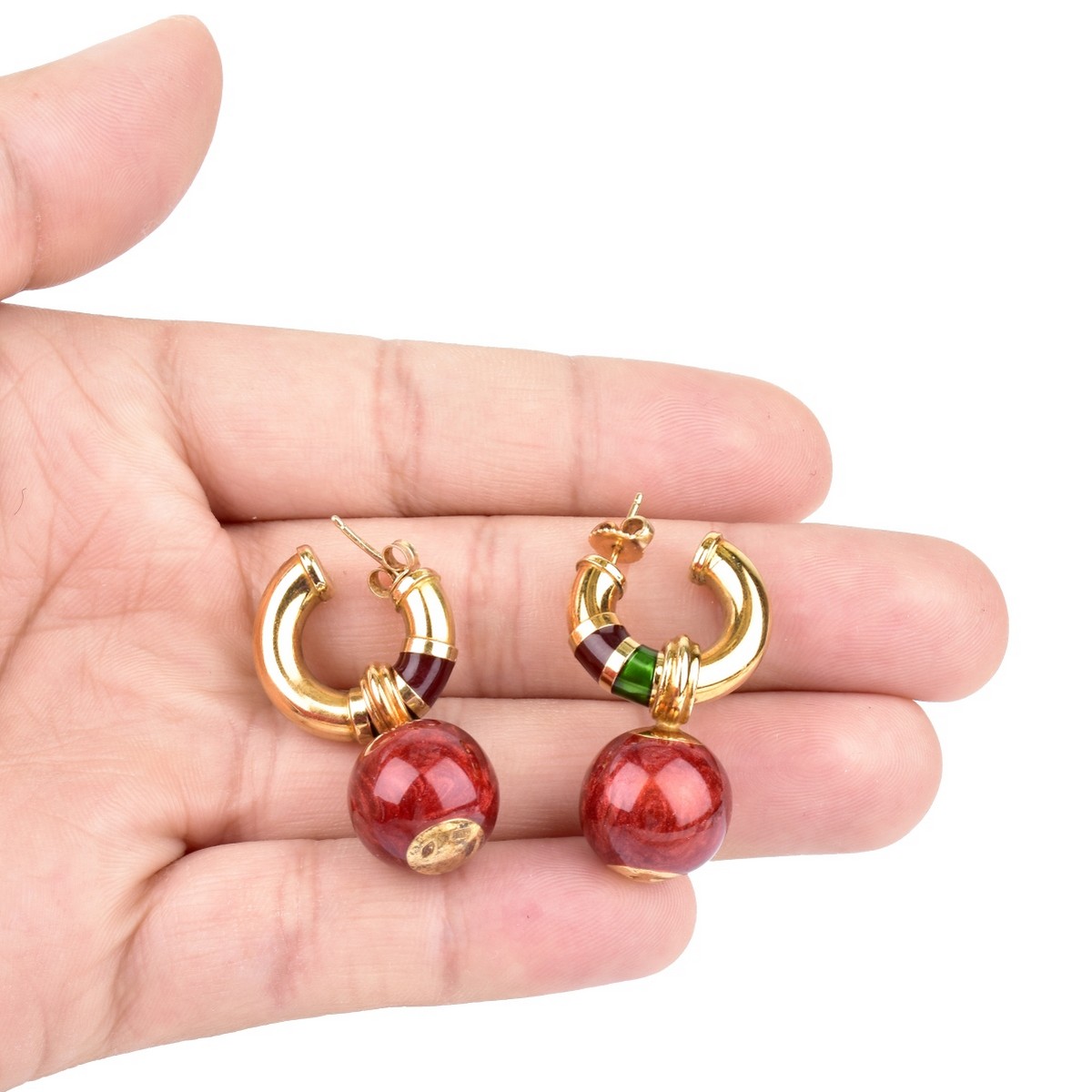 Vintage Italian 18K Gold and Enamel Earrings