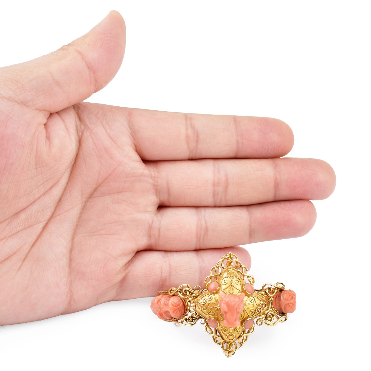 Circa 1900 Red Coral and 14K Gold Bracelet