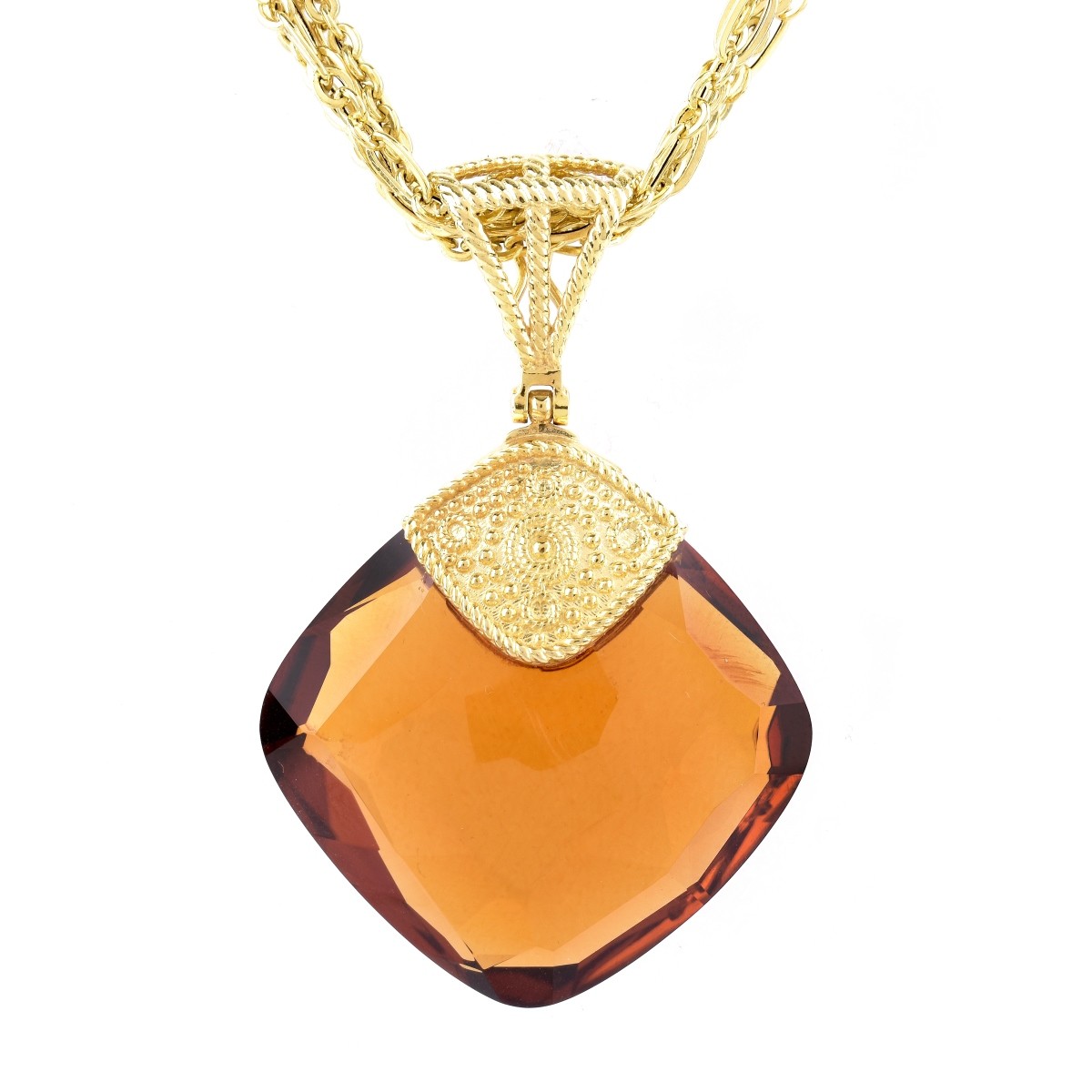 Italian Citrine and 14K Gold Necklace