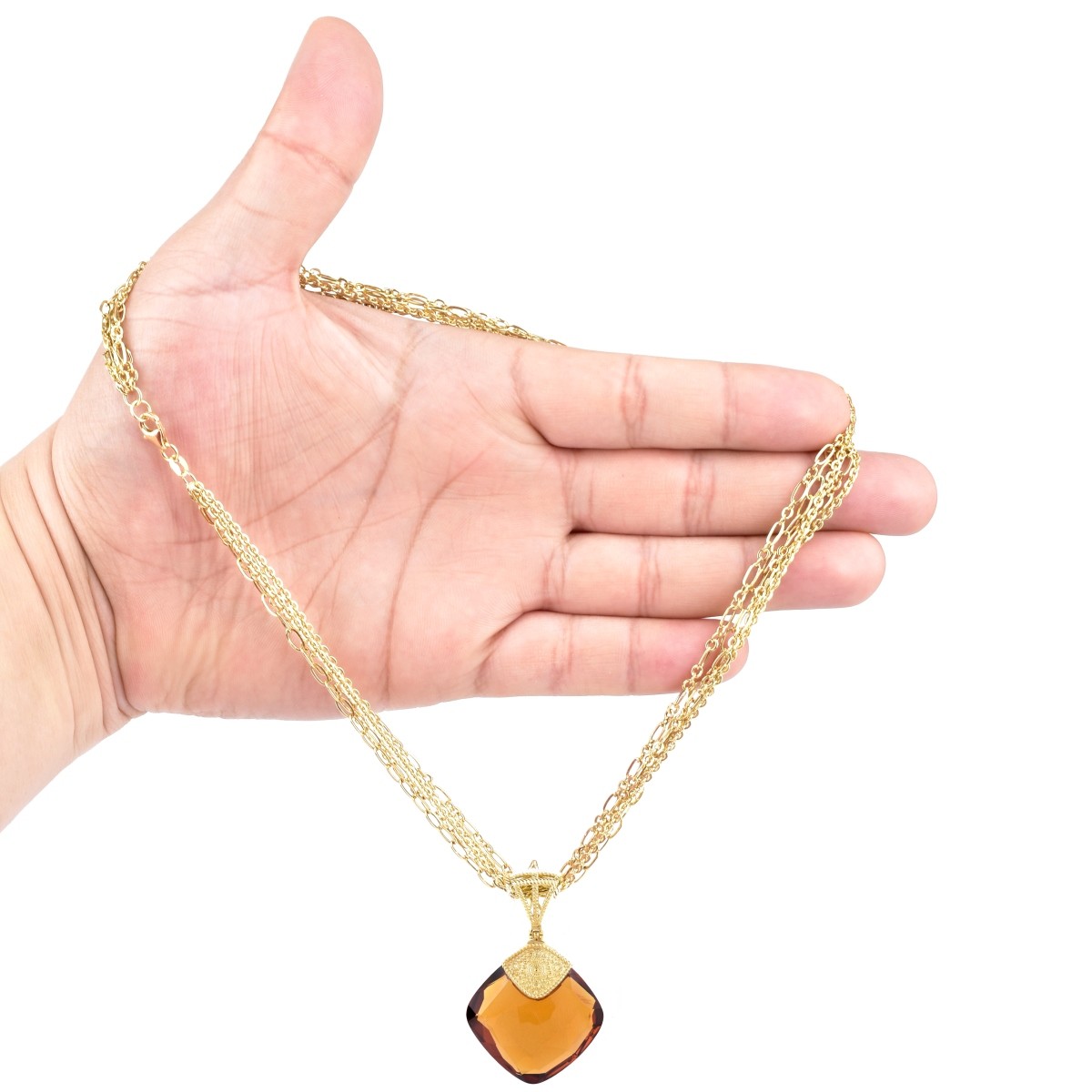 Italian Citrine and 14K Gold Necklace