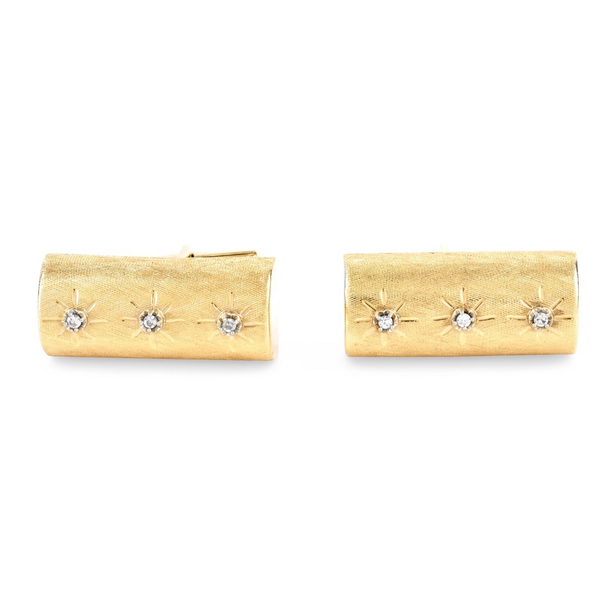 Men's Vintage 14K Gold and Diamond Cufflinks