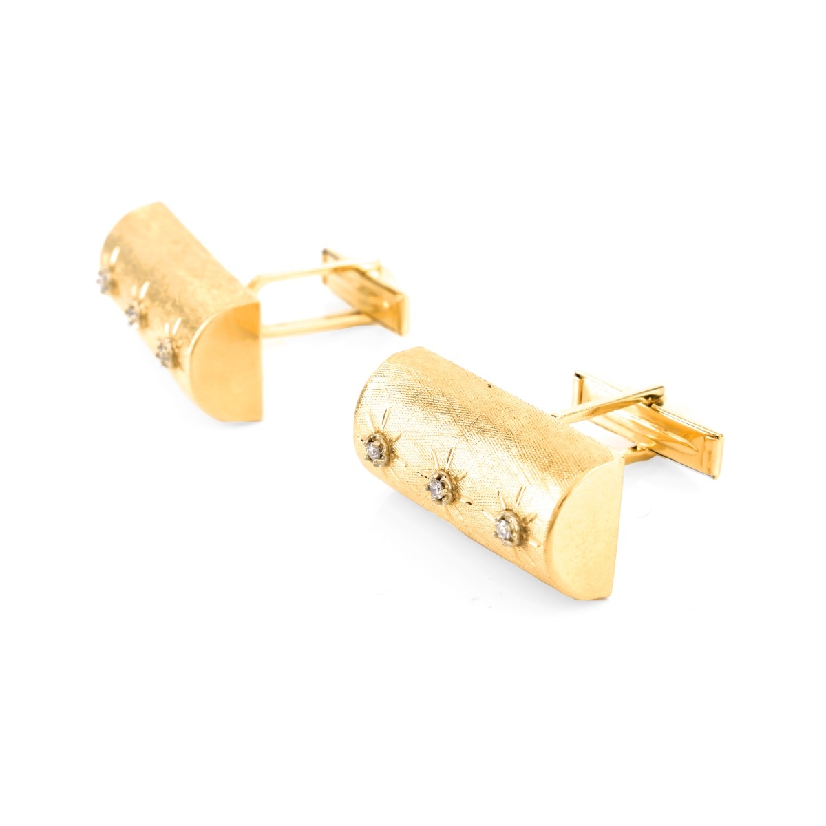 Men's Vintage 14K Gold and Diamond Cufflinks