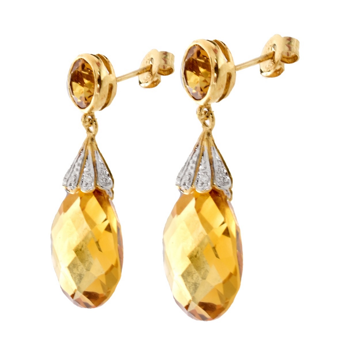 Citrine, Diamond and 14K Gold Pendant Earrings | Kodner Auctions