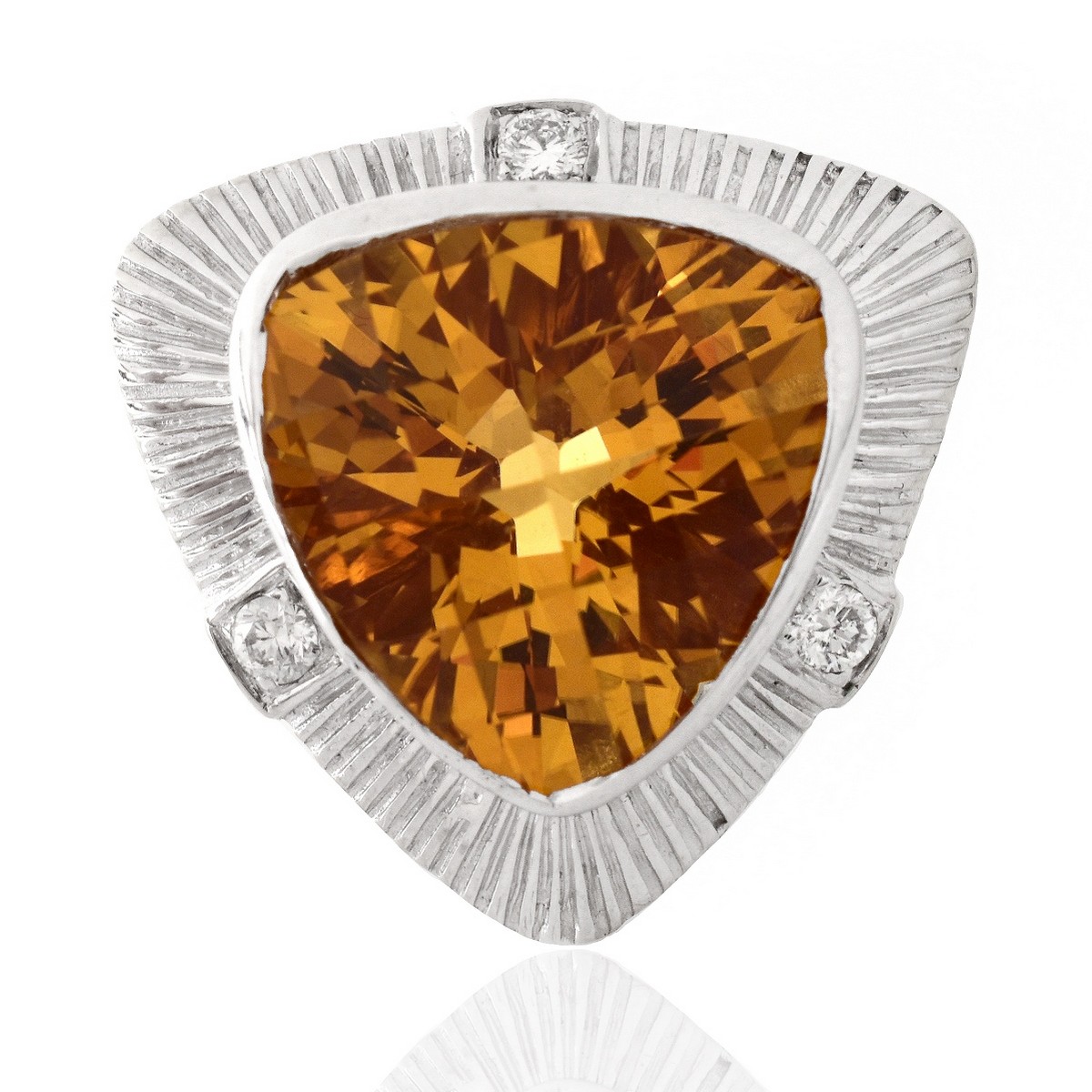 Citrine, Diamond and 14K Gold Ring