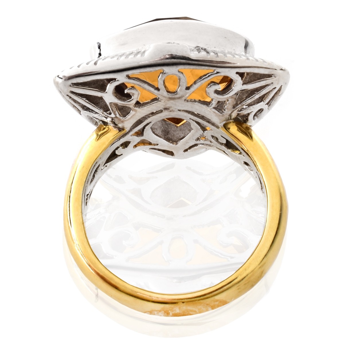 Citrine, Diamond and 14K Gold Ring