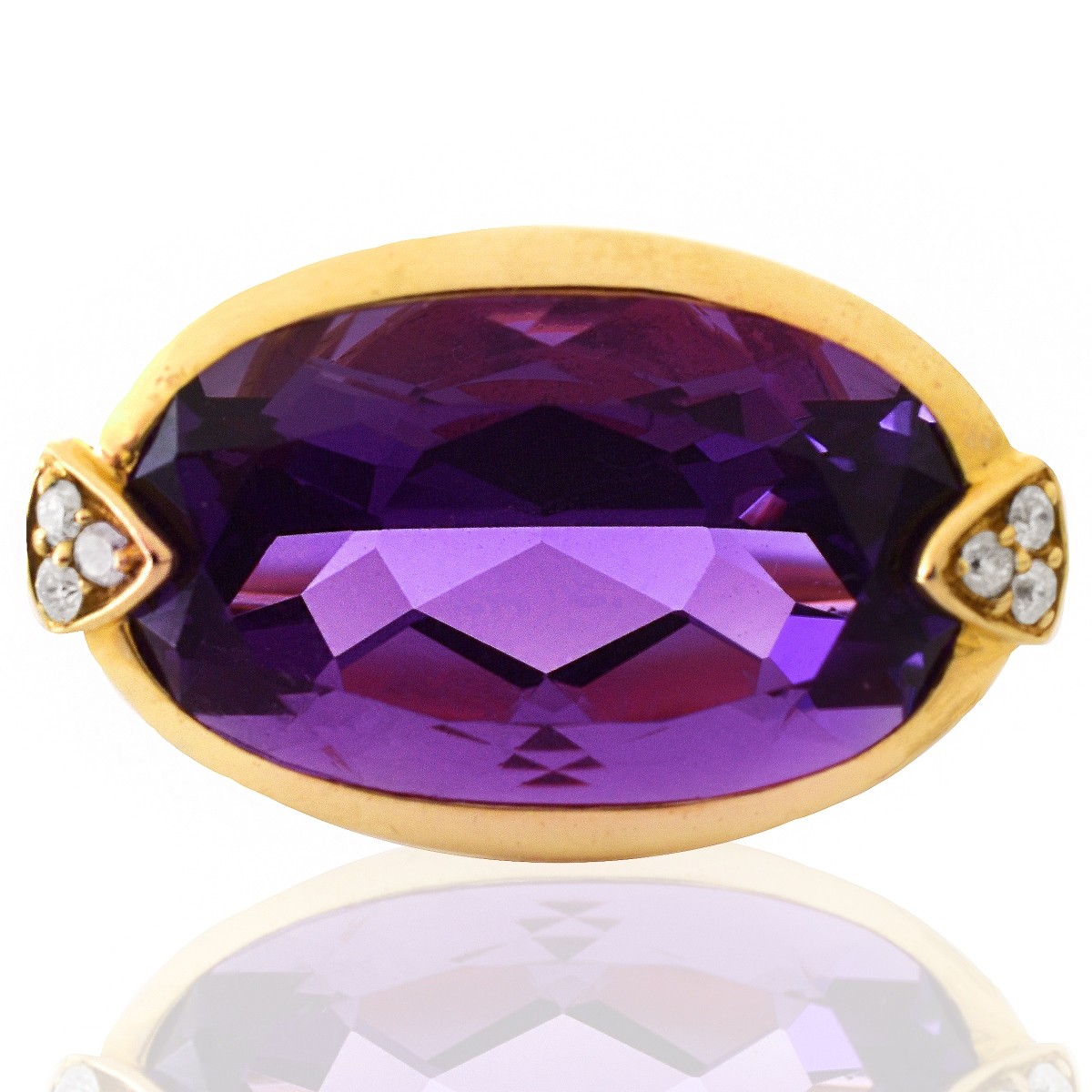 Amethyst, Diamond and 14K Gold Ring