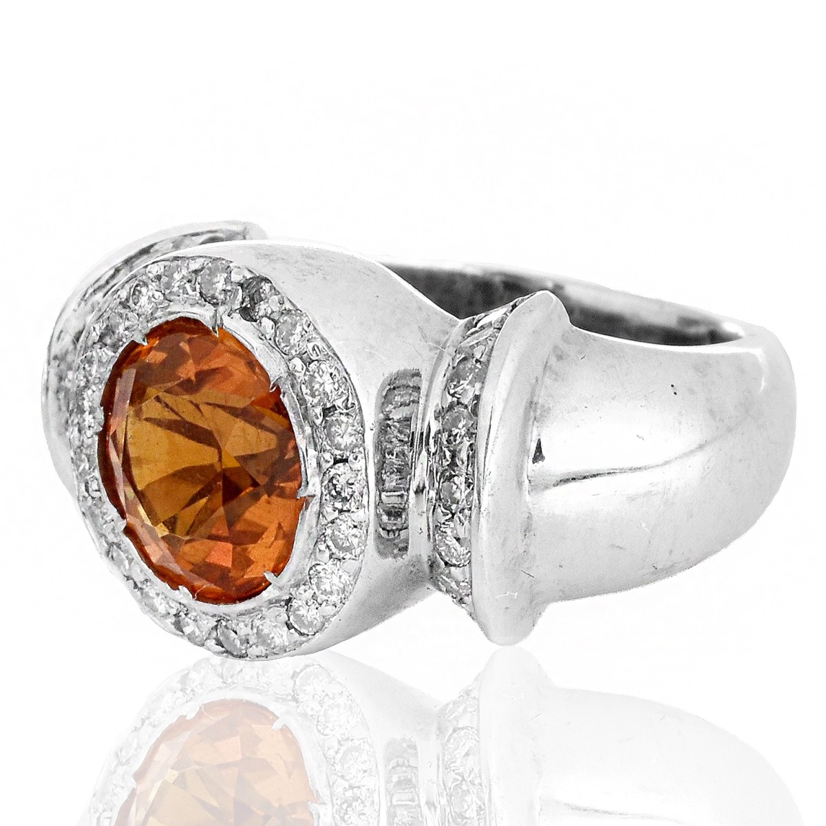 Citrine, Diamond and 18K Gold Ring