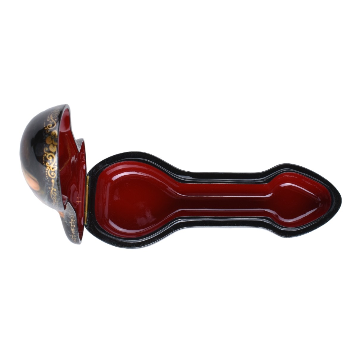 Russian Lacquered Phallus Form Hinged Box