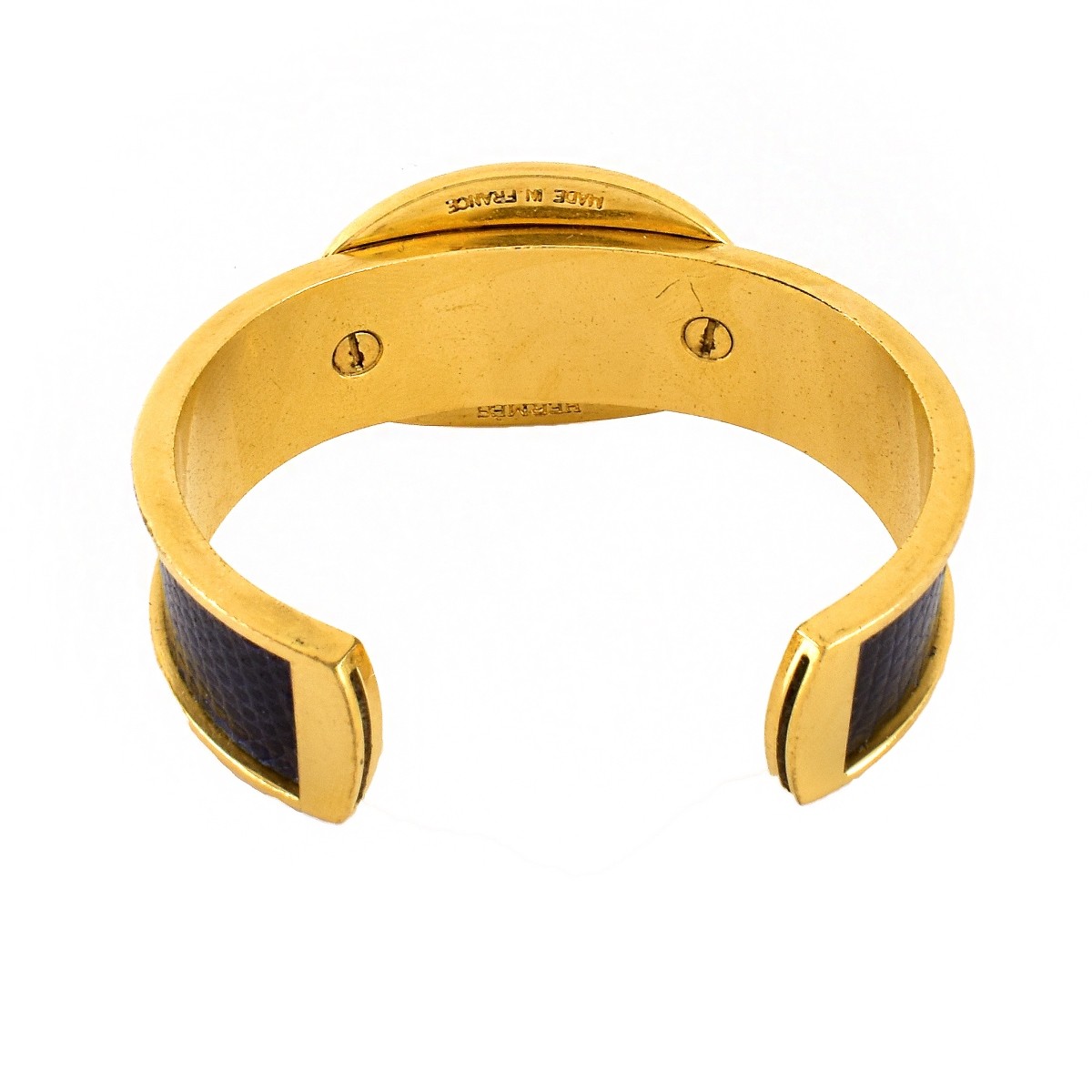 Hermes Gold Plated and Leather Cuff Bracelet