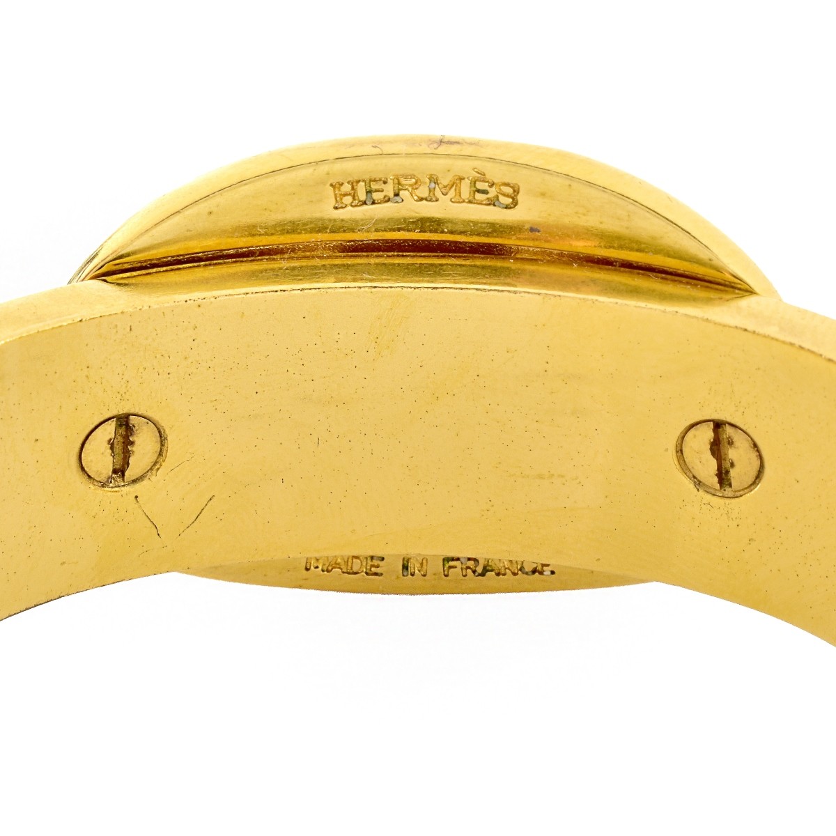 Hermes Gold Plated and Leather Cuff Bracelet