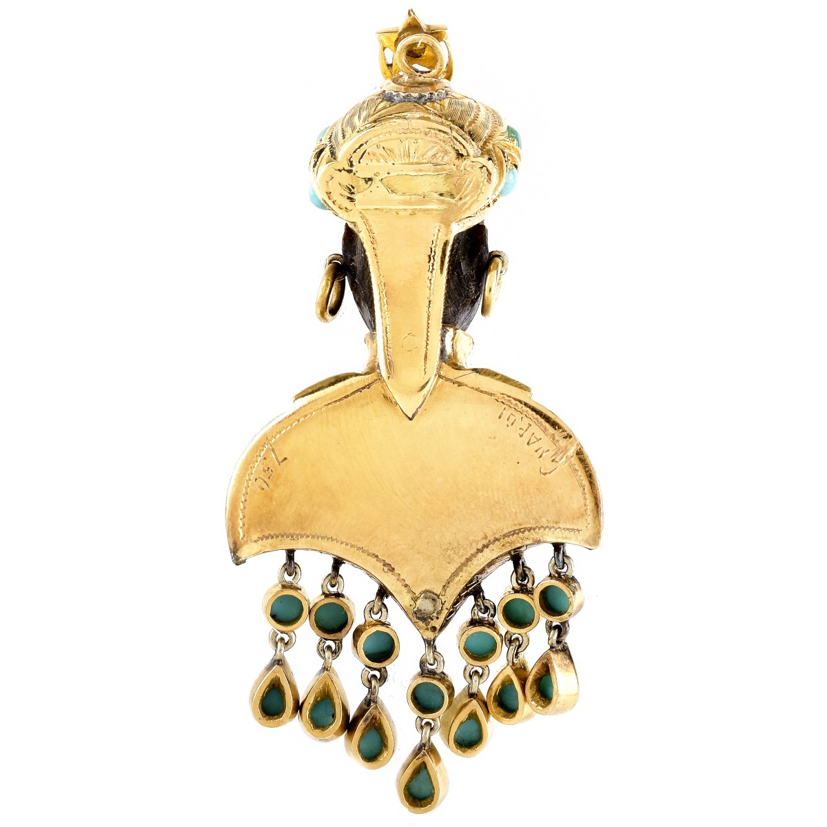 Vintage Nardi 18K Gold and Ebony Pendant