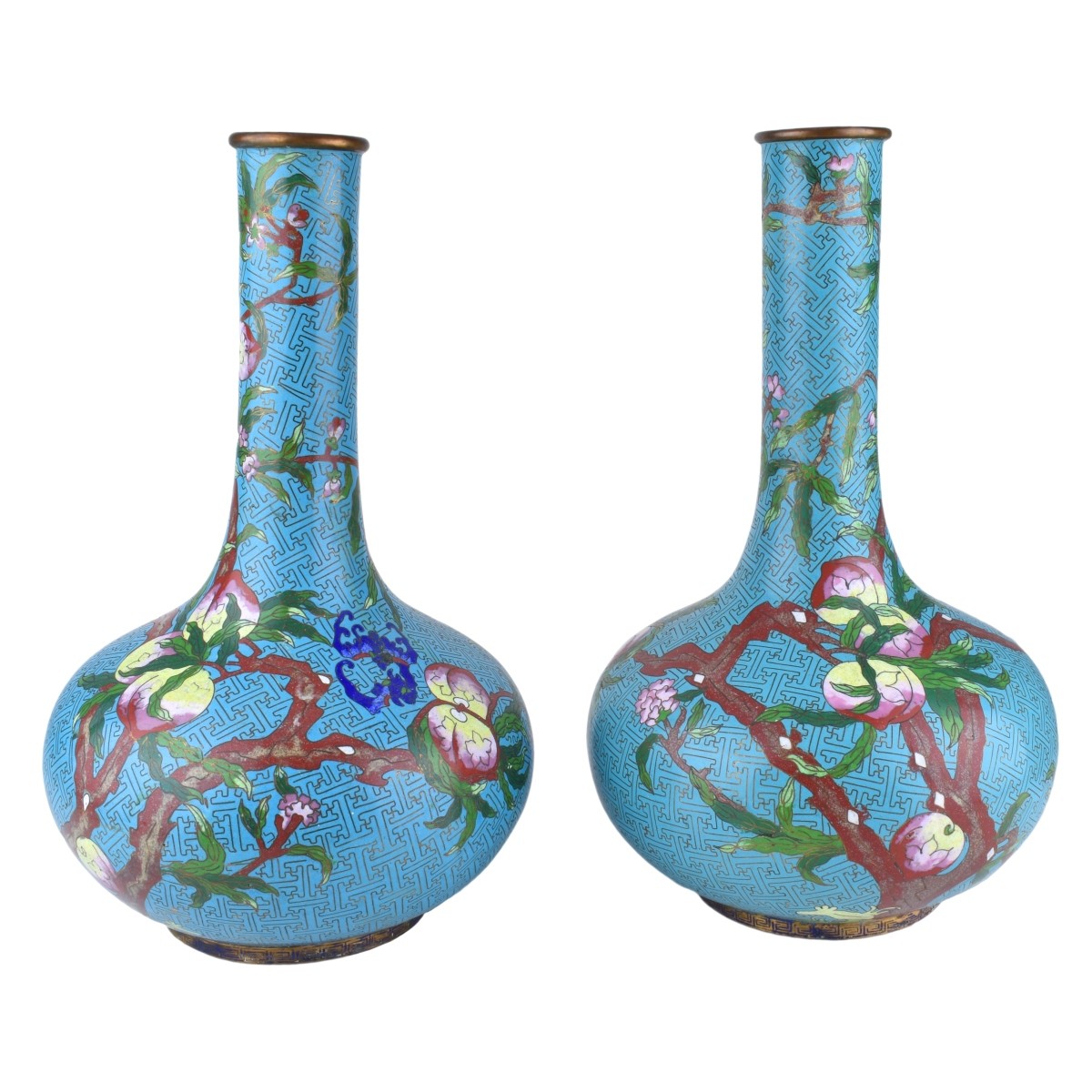 Large Pair of Chinese Cloisonne Enamel Vases