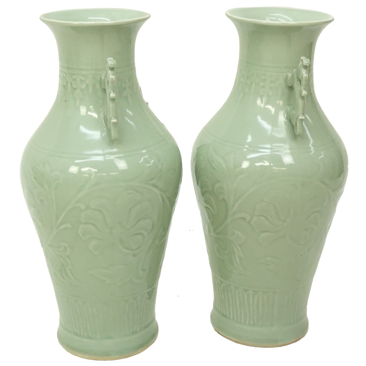 Pair of Chinese Longquay Style Celadon Vases