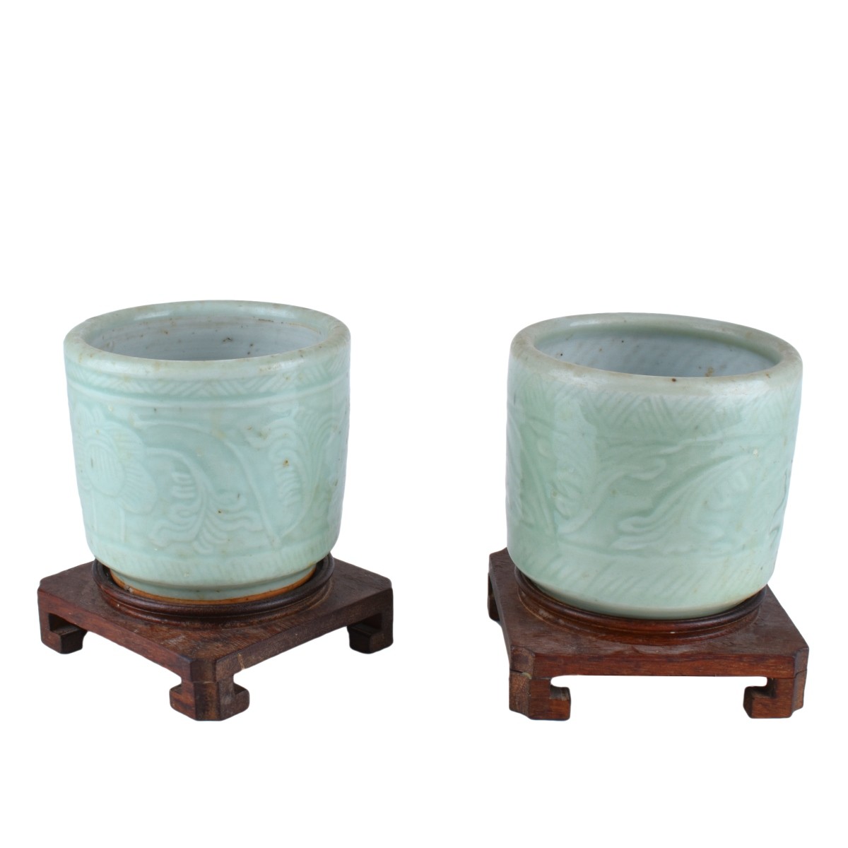 Pair of Chinese Celadon Longquan Style Jars