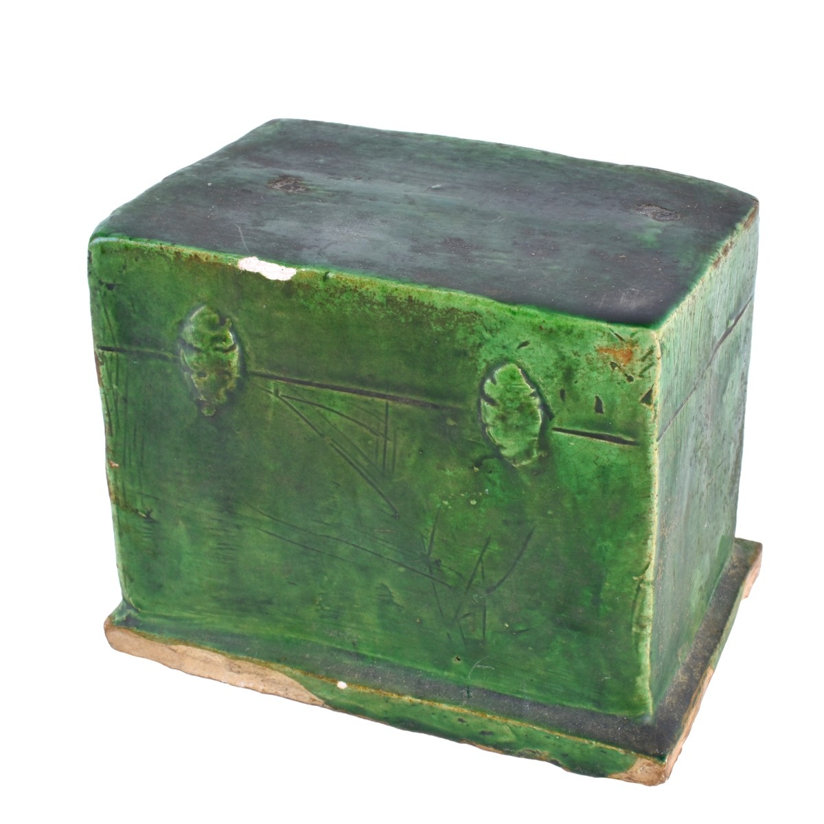 Pair of Antique Green Glazed Funerary Chest Models