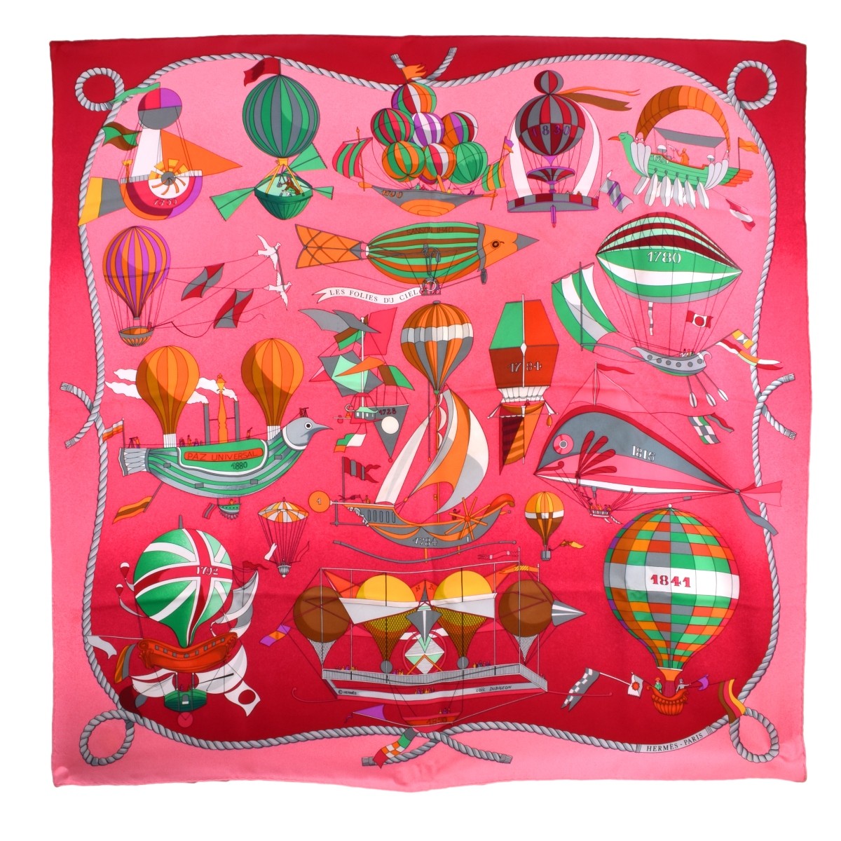 Vintage Hermès Les Folies du Ciel Silk Scarf