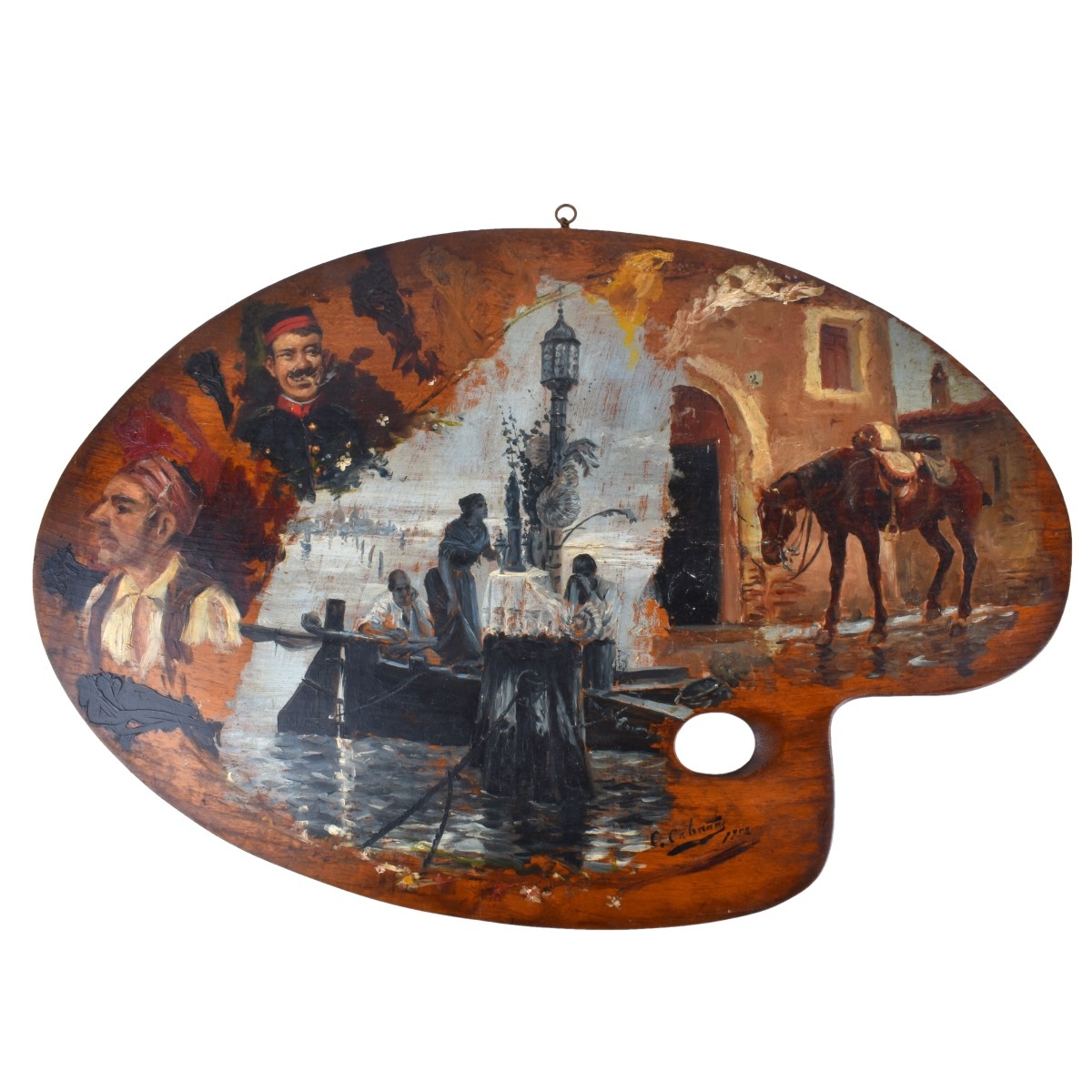 Oil on Painting on Palette Board, Scenes