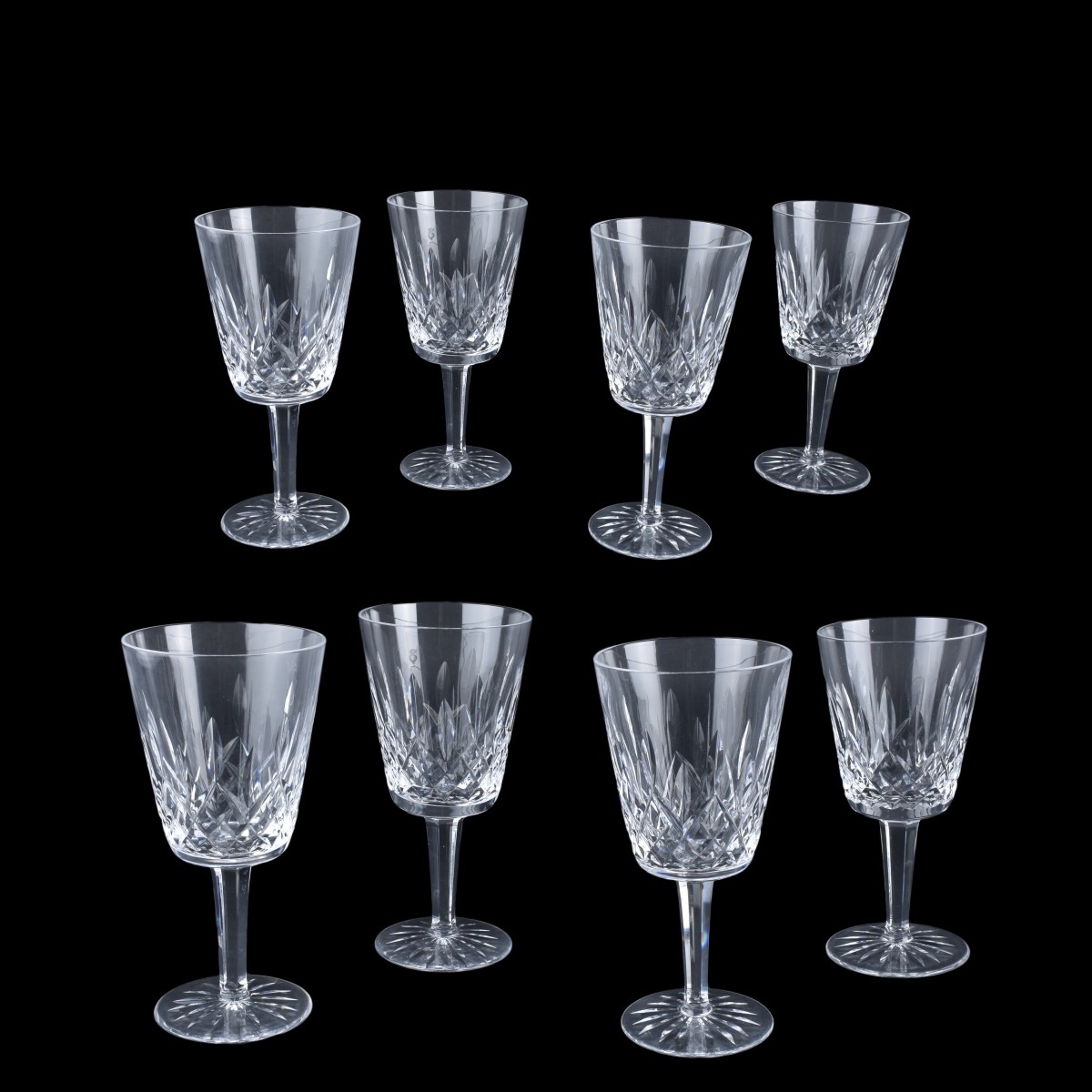 Eight (8) Waterford Crystal "Lismore" Goblets