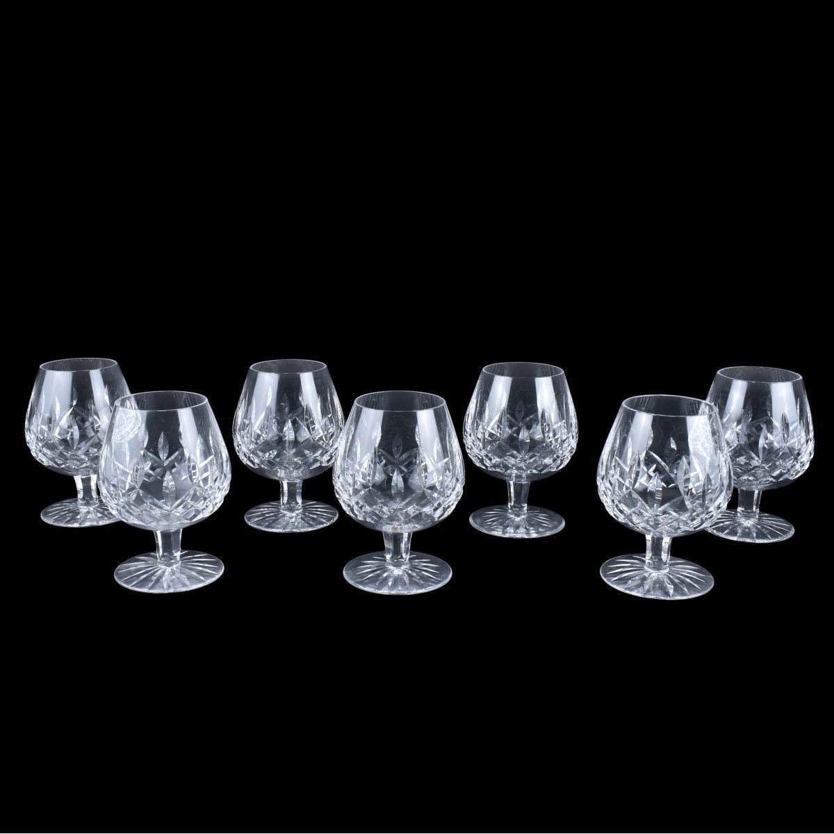 Seven Waterford Crystal "Lismore" Brandy Glasses