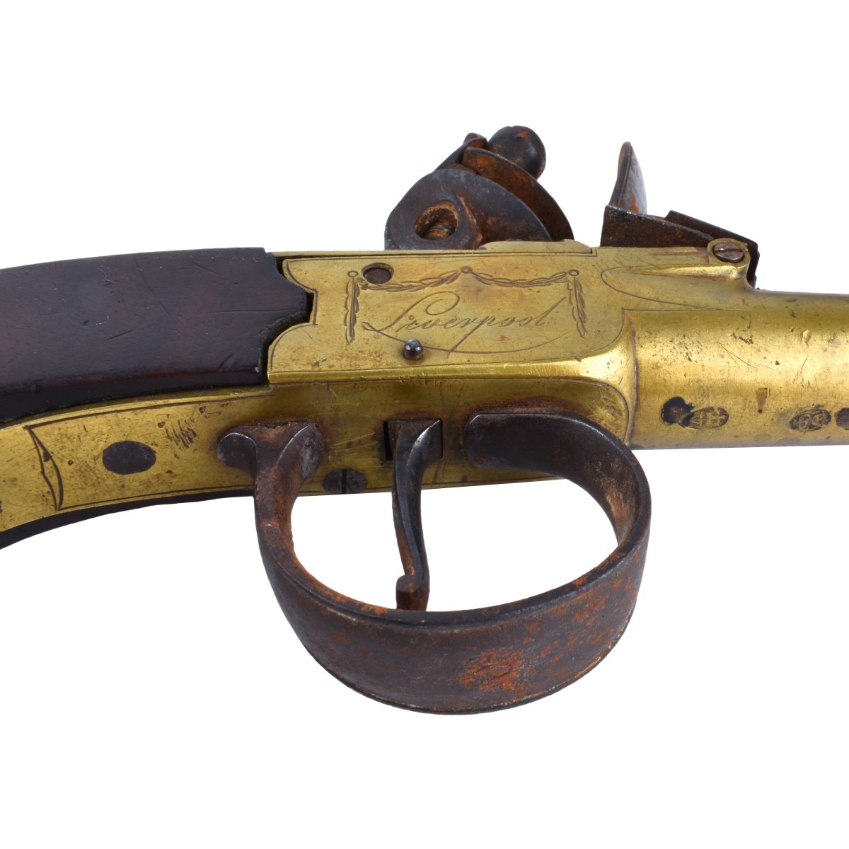 Pair of Elias Joseph Brass Flintlock Pistols