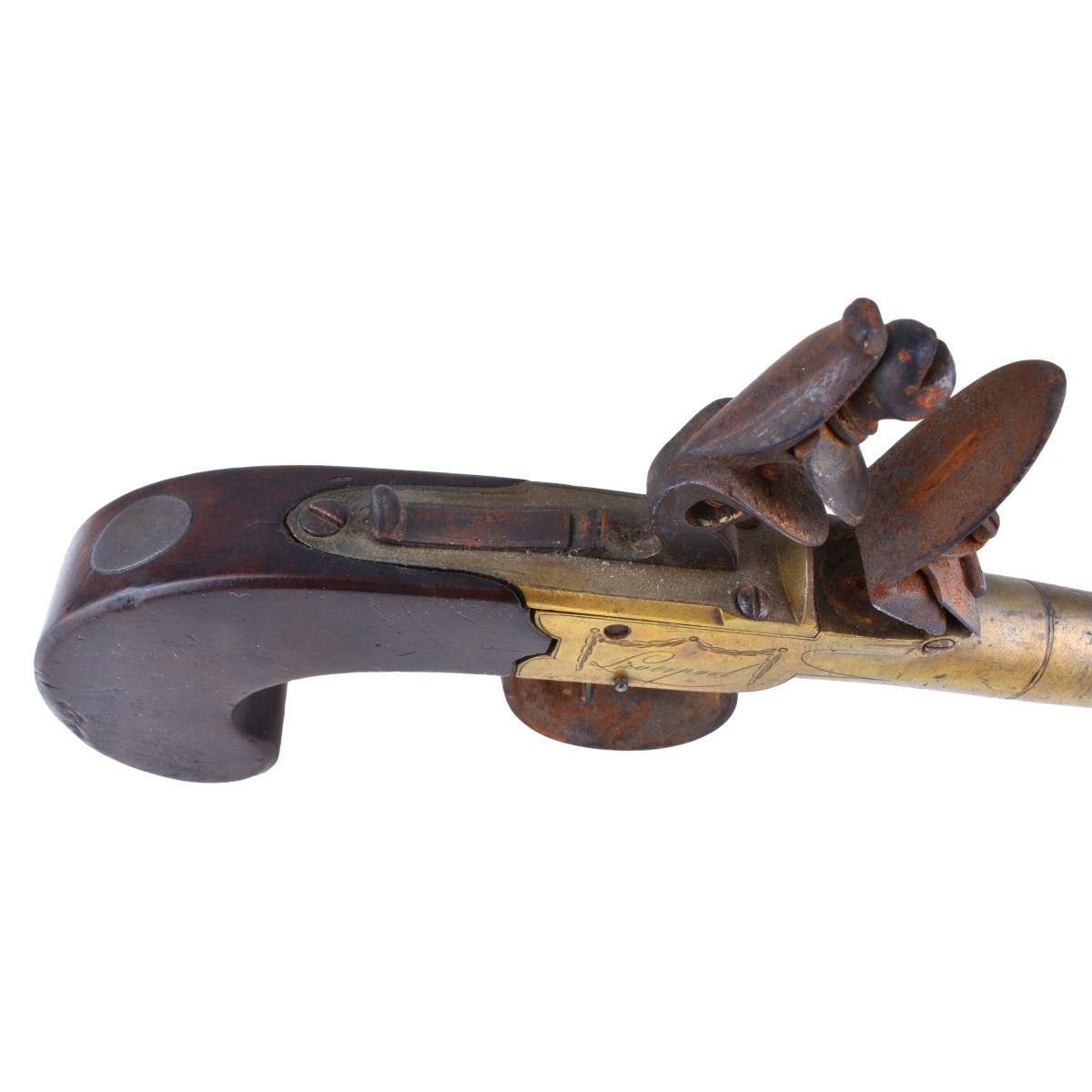 Pair of Elias Joseph Brass Flintlock Pistols