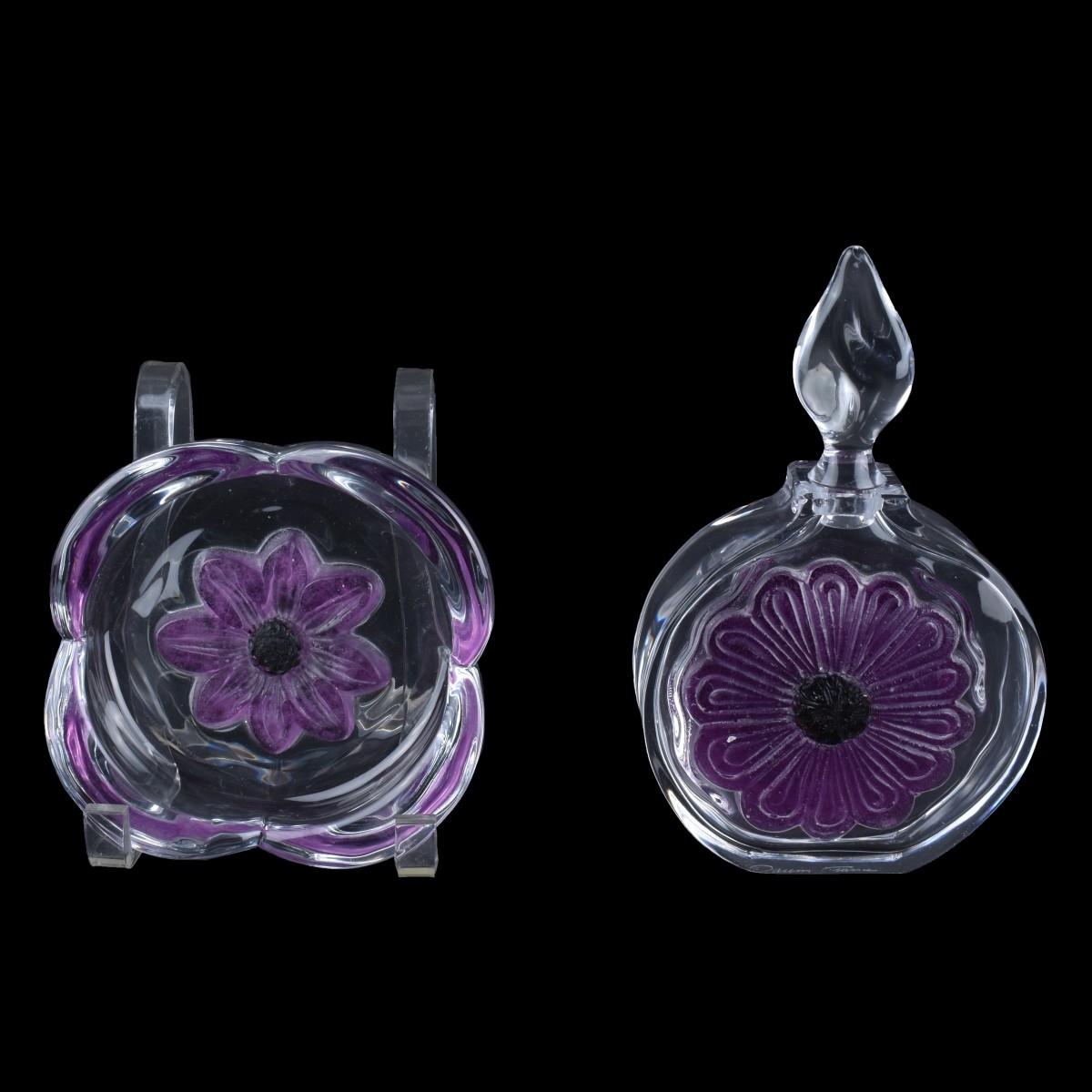 Daum France Crystal Coppelia Perfume and Bowl