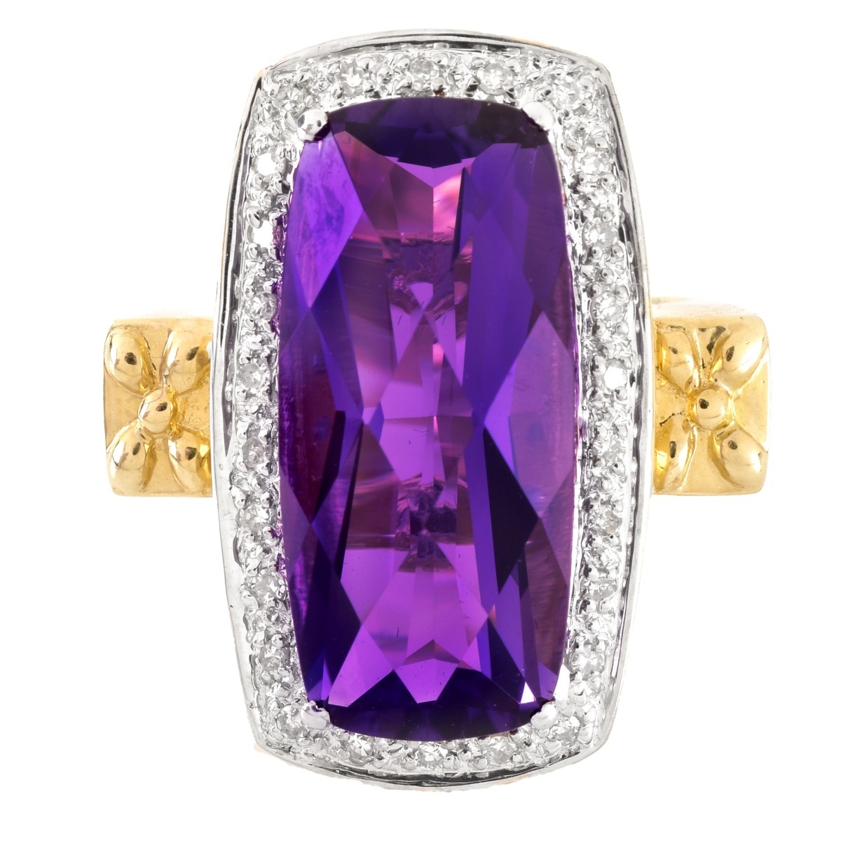 Amethyst, Diamond and 14K Gold Ring