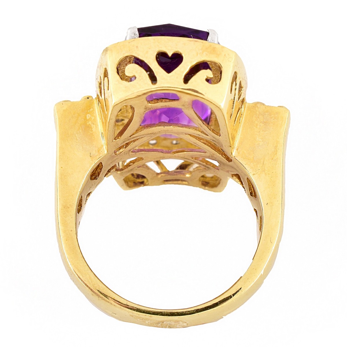 Amethyst, Diamond and 14K Gold Ring