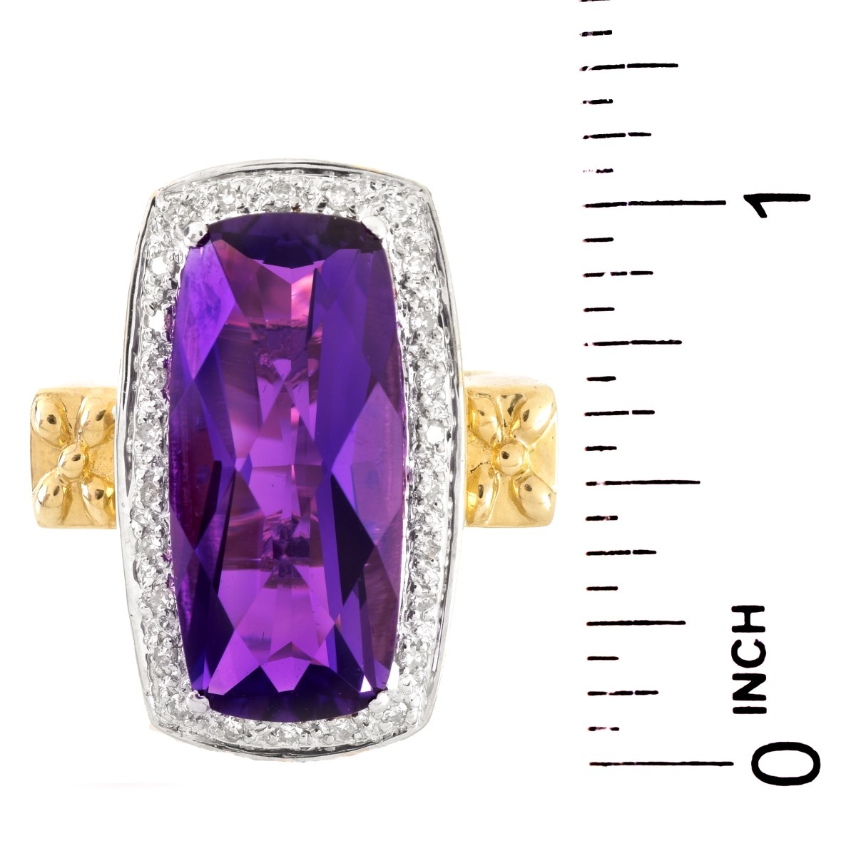 Amethyst, Diamond and 14K Gold Ring